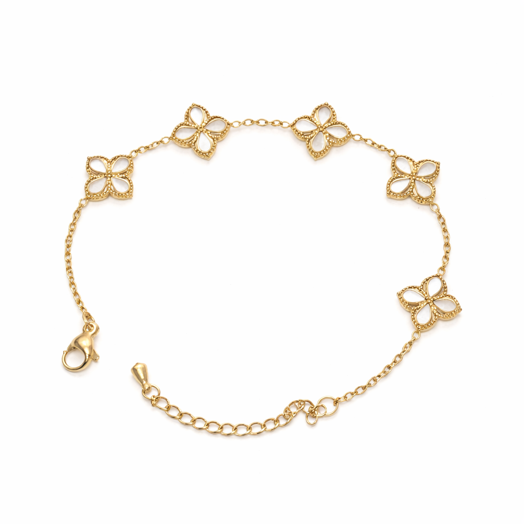 The Gold Snow White Flower Petals Bracelet