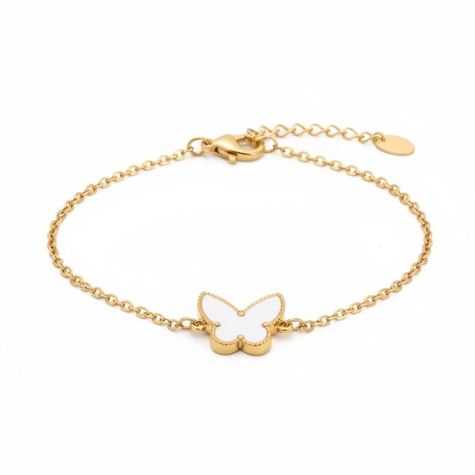 The Gold Dainty White Butterfly Bracelet