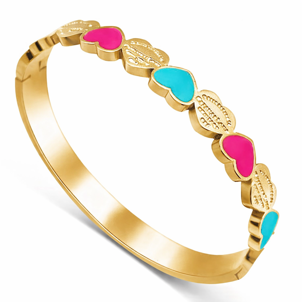 The Golden Turquoise & Hot Pink Hearts Of New York Tif Bangle