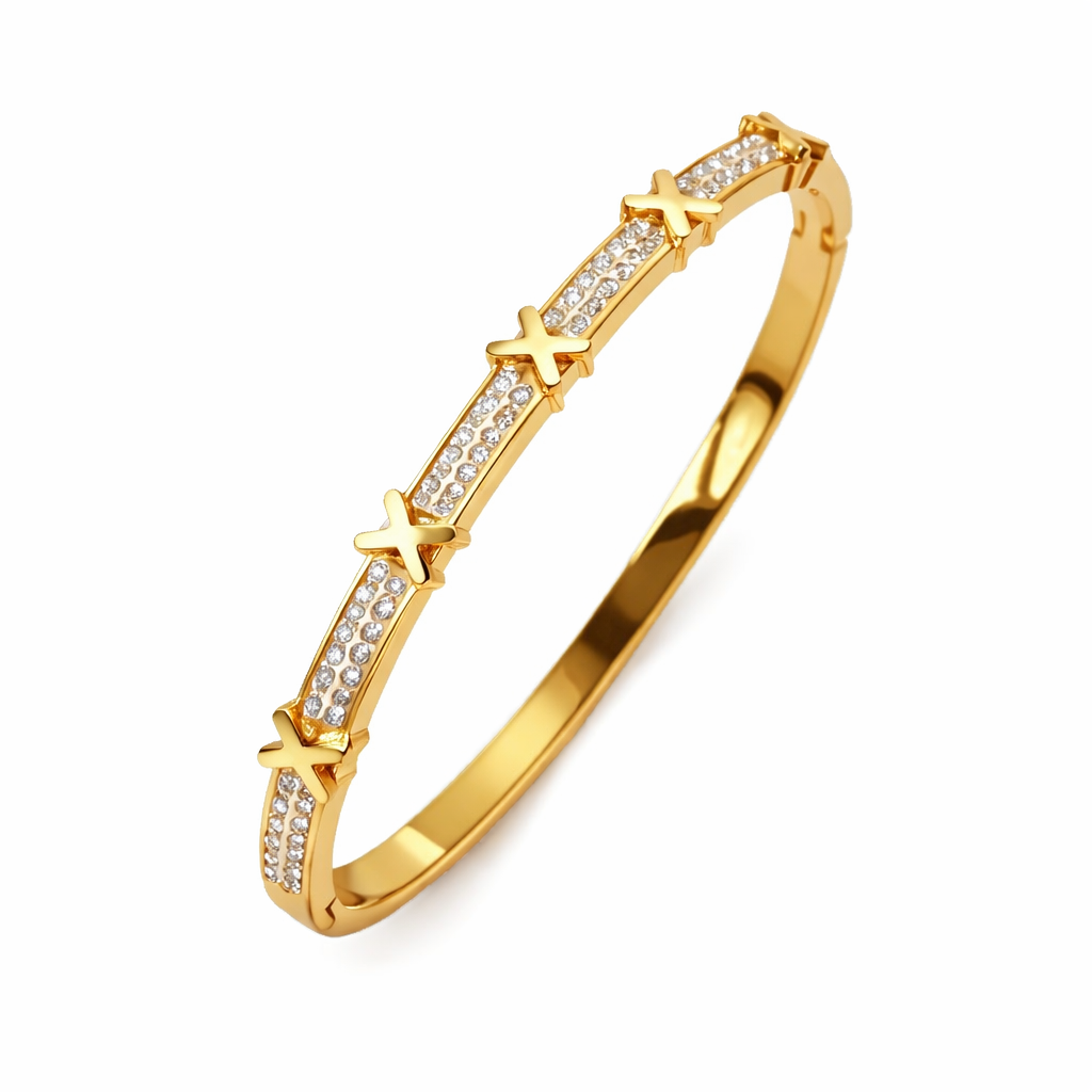 The Gold Gemma Kiss White Sparkle Bangle