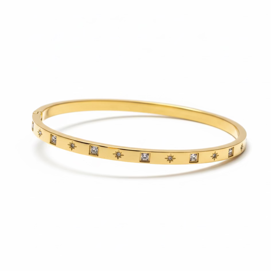 The Gold Astra Star Gemstone Halo Bangle