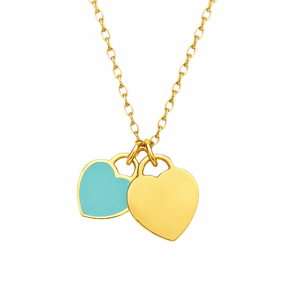 The Gold Turquoise New York Love Letter Heart Tif Pendant Necklace