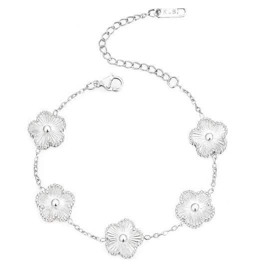 The Silver Blossomed Clover Bracelet