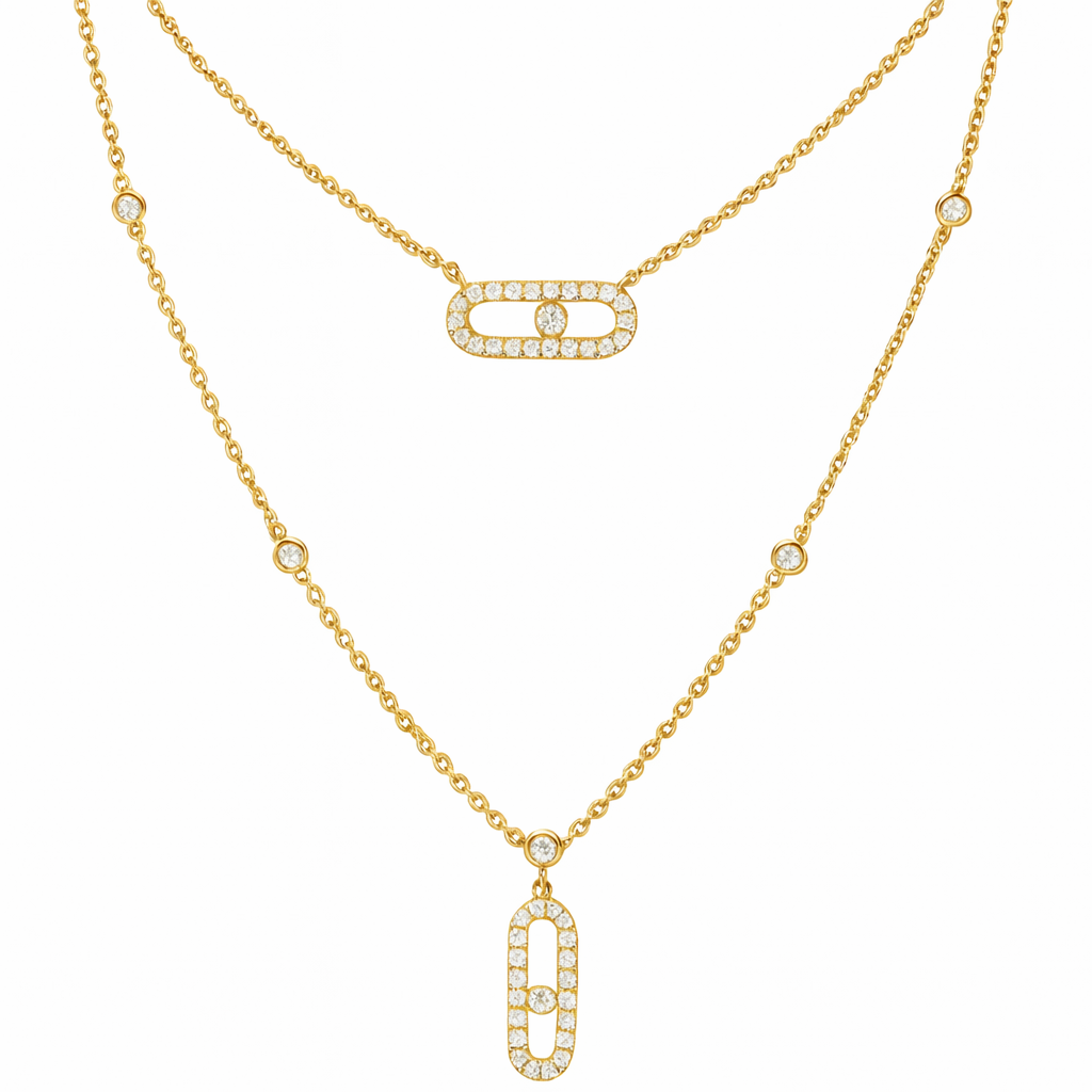 The Gold Ophelia Double Link Layered Necklace