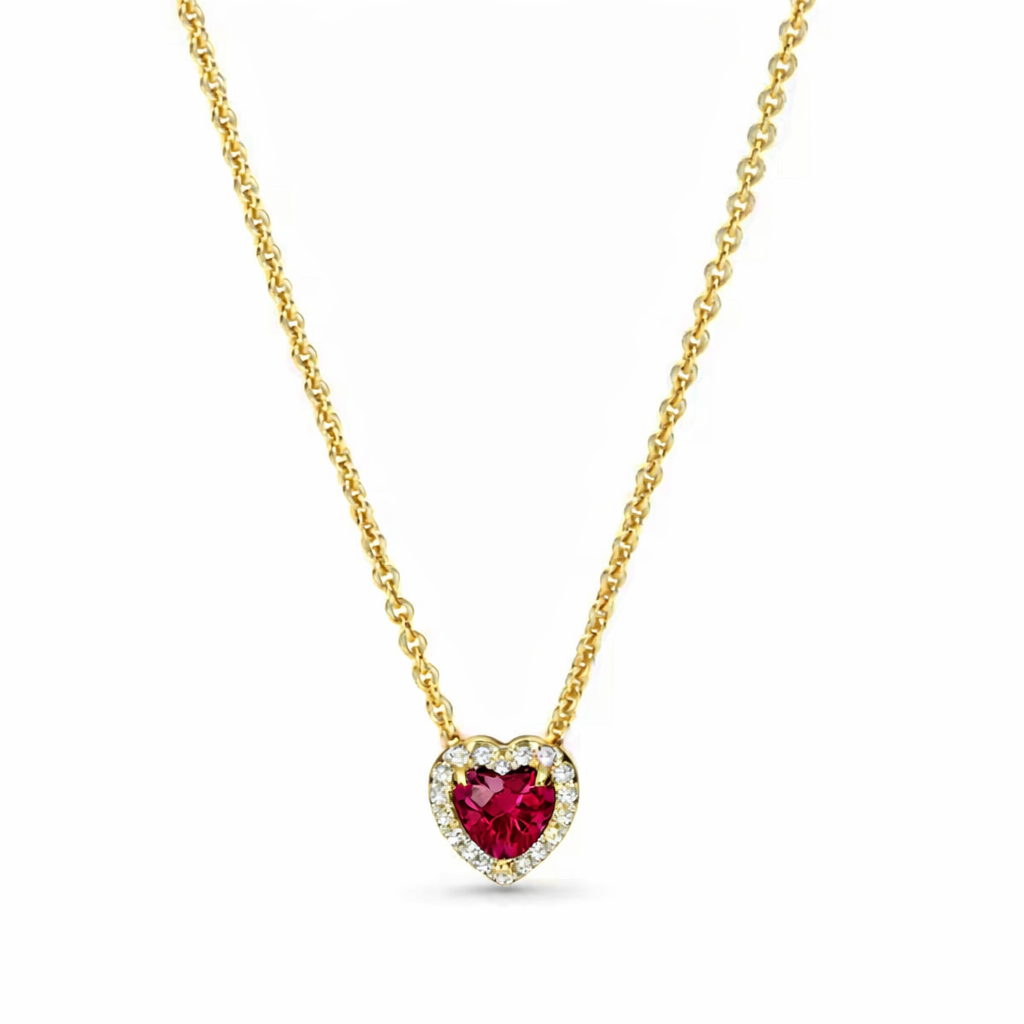 The Gold Ruby Red Celestial Heart Pendant Necklace