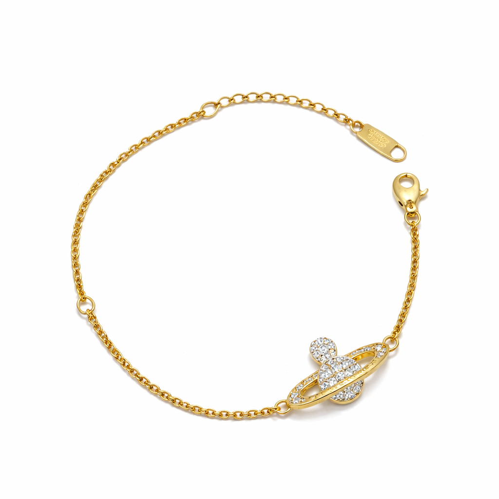 The Gold Clear Sparkling Saturn Planet Bracelet