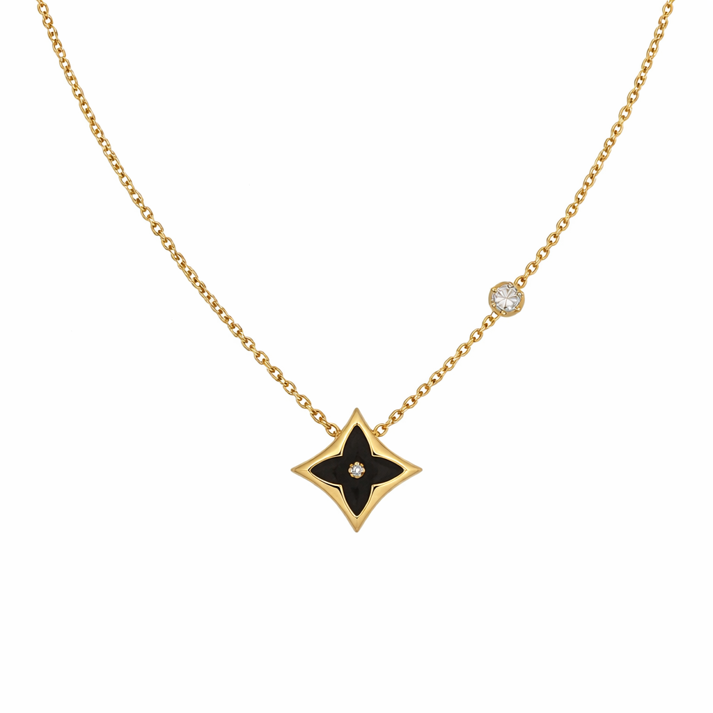 The Gold Midnight Black Adriana Diamond Flower Necklace