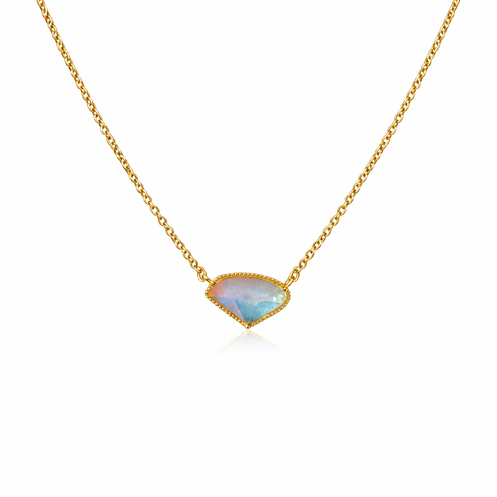 The Gold Opalescent Calm Waters Translucent Pendant Necklace