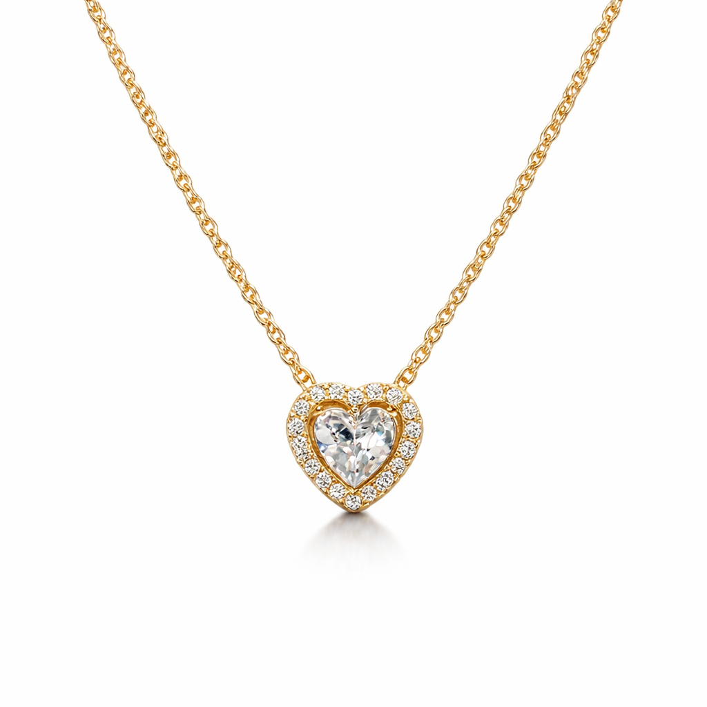 The Gold Large Celestial Heart Pendant Necklace