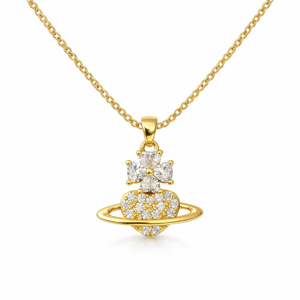 The Gold Heart Planet Necklace