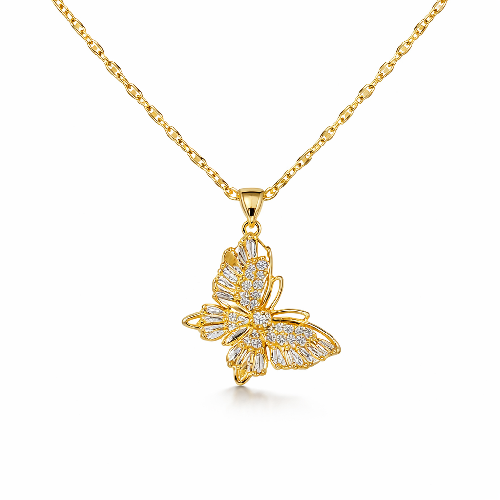 The Gold Sparkling Bling Butterfly Necklace