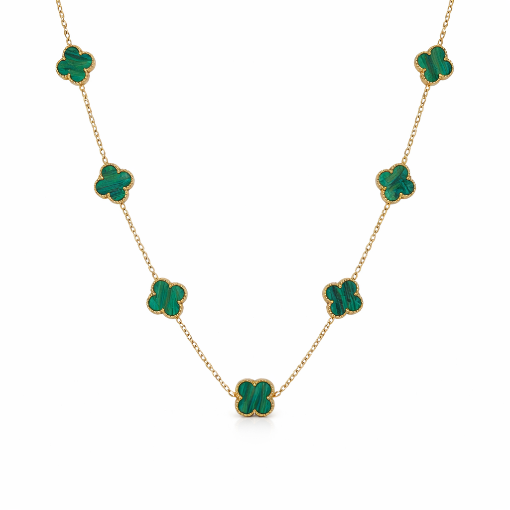 The Gold Emerald Green Etoilè Arabia Flowers Necklace