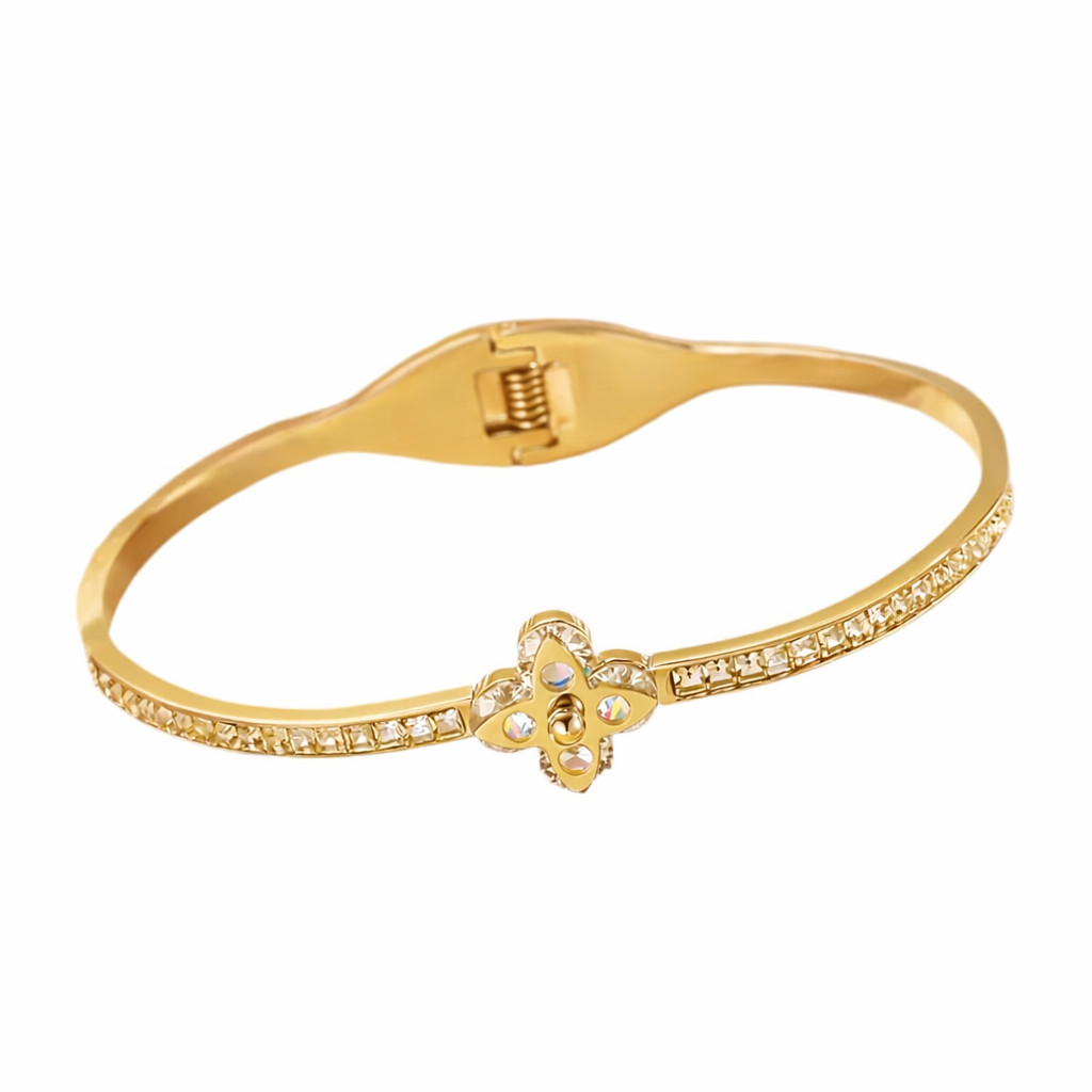 The Gold Sparkle Clover Of Luck Bangle