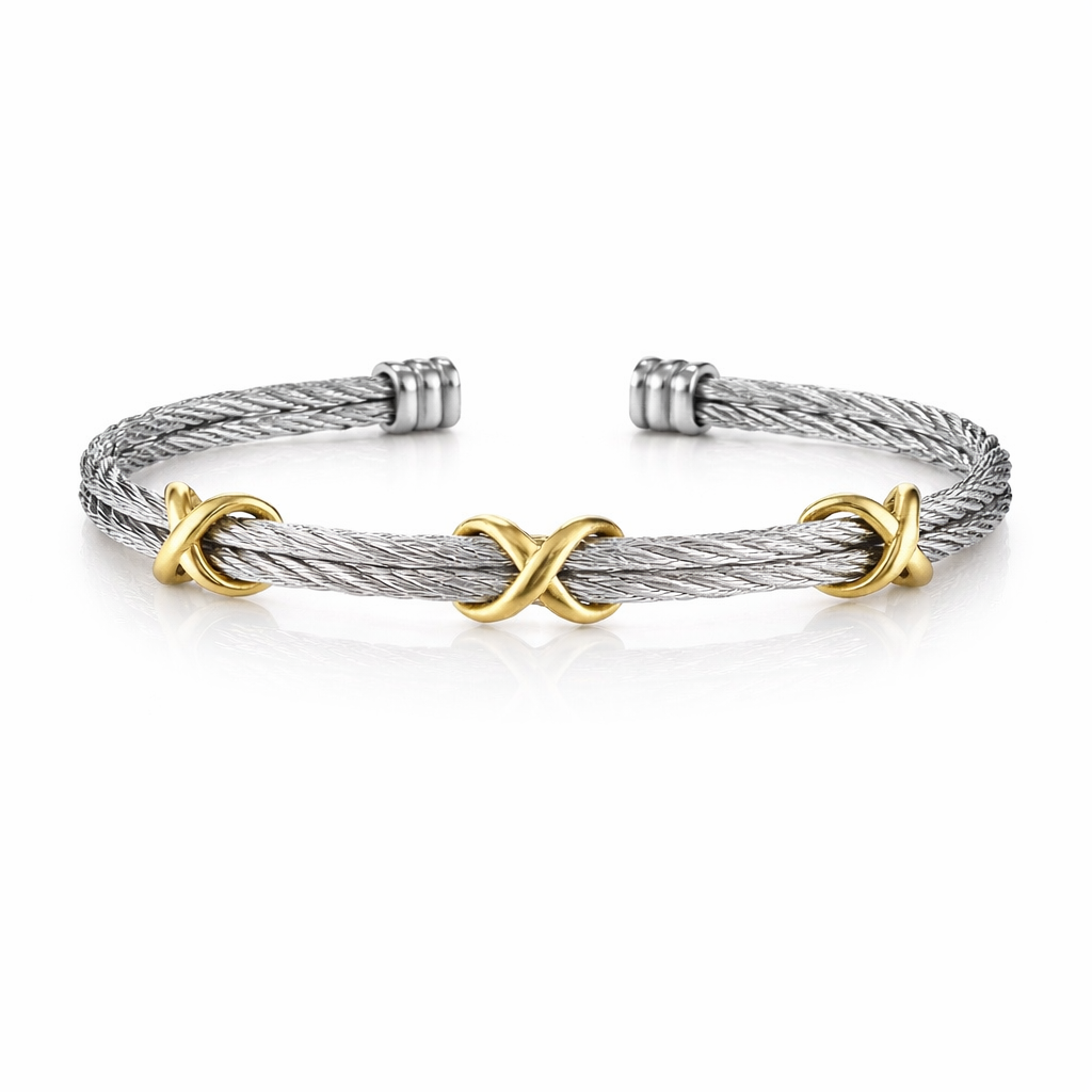 The Silver Two Tone Infinity Flex Bangle