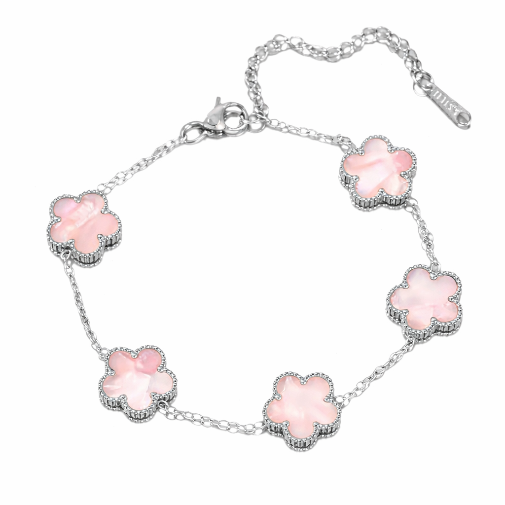 The Silver Cotton Candy Pink Amara Flower Bracelet