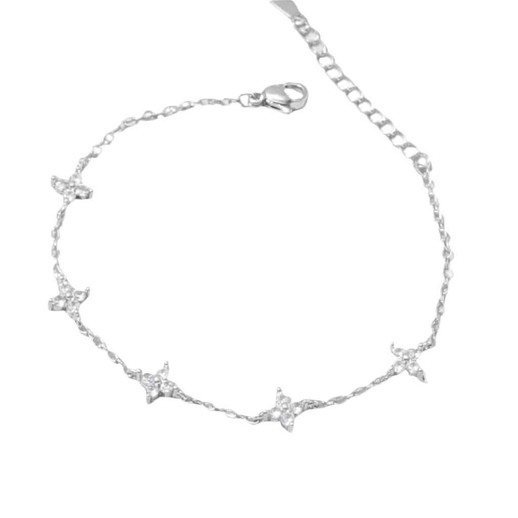 The Silver Dainty Luna Sparkle Flower Bracelet