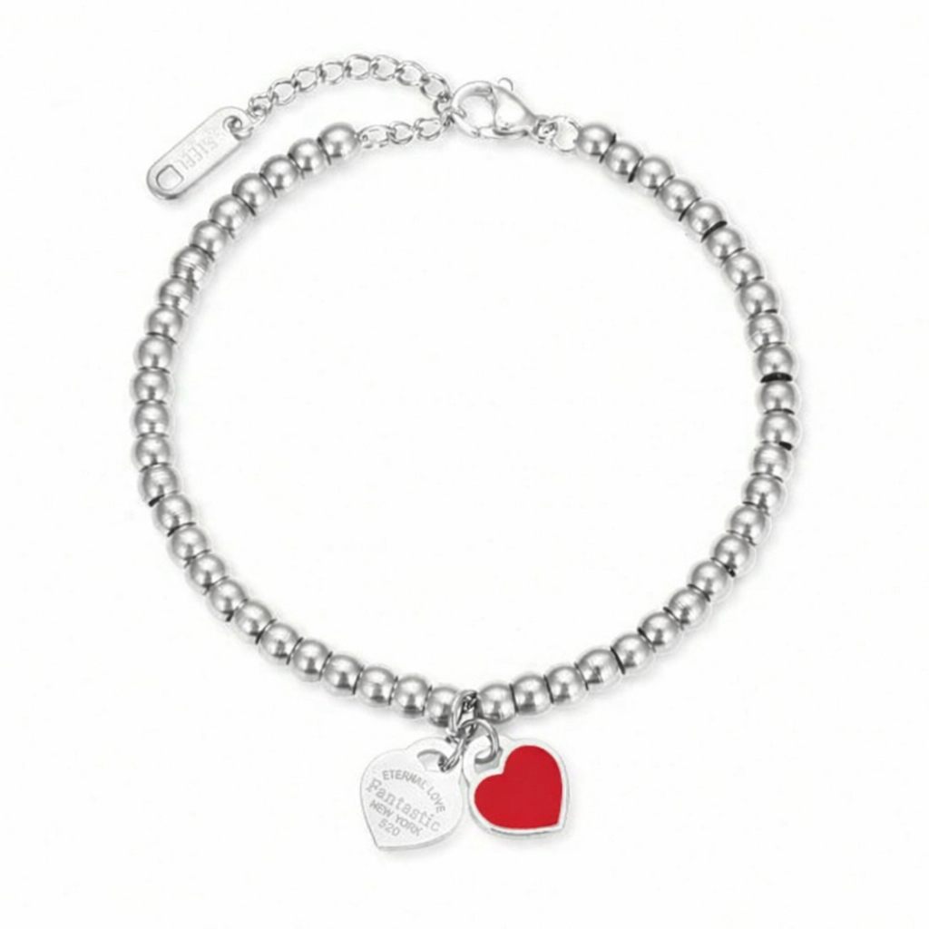 The Silver Red Forever Love New York Tif Beaded Bracelet