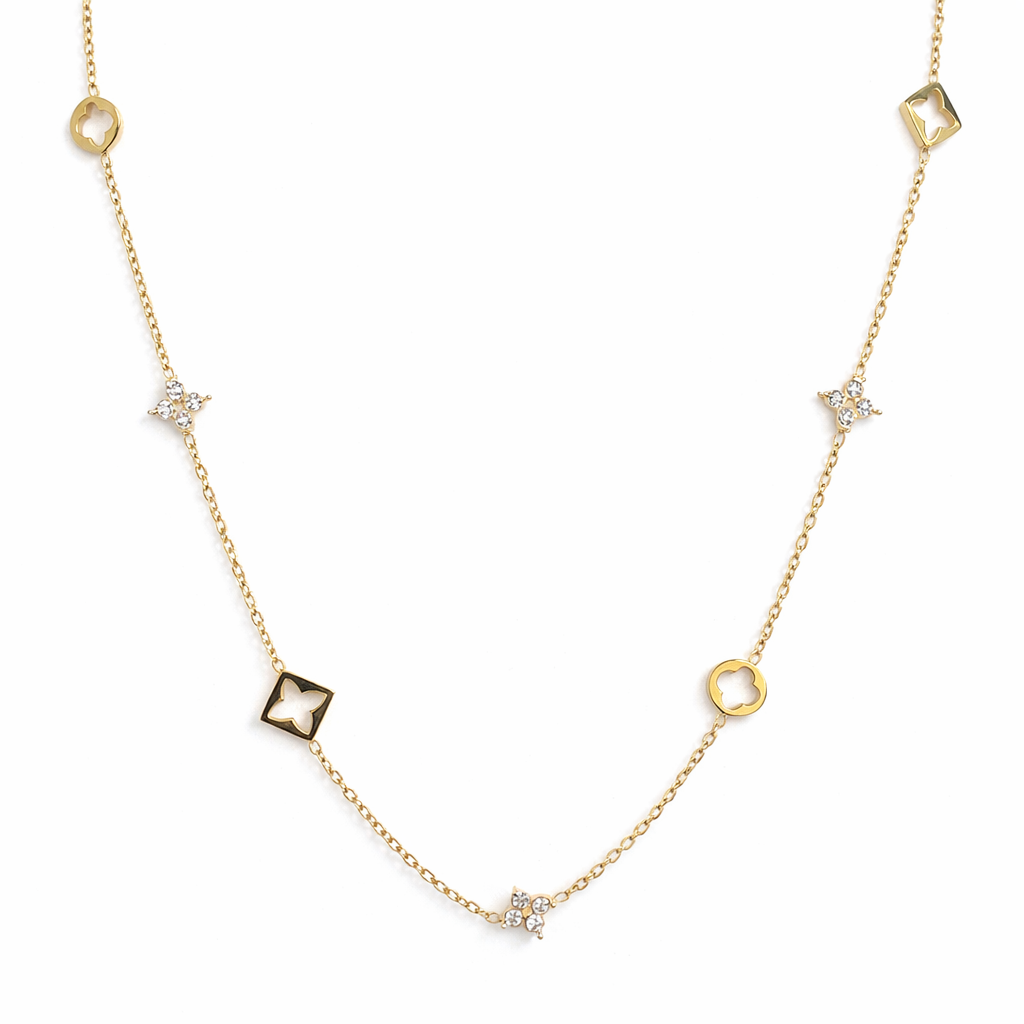 The Gold Sparkling Nimára Gemstone Clover Flower Necklace