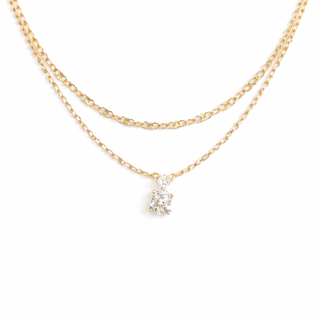 The Gold Layered Oval Gemstone Stacked Necklace