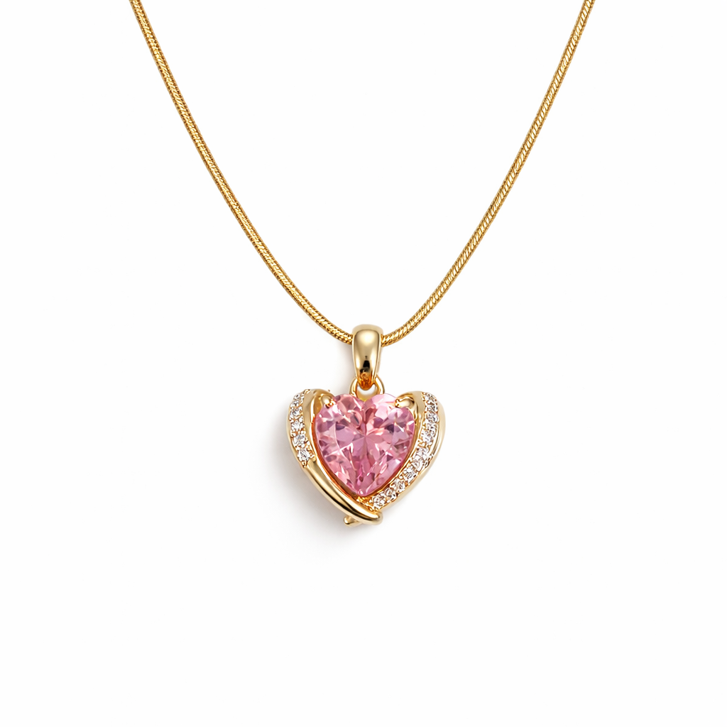 The Golden Heaven Wrapped Pink Heart Necklace