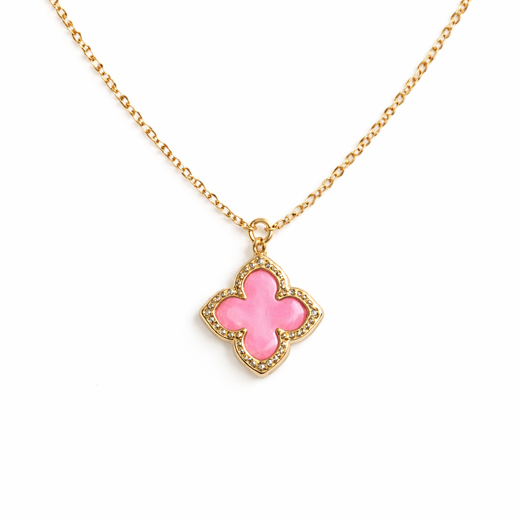 The Gold Hot Barbie Pink Flower Petal Necklace