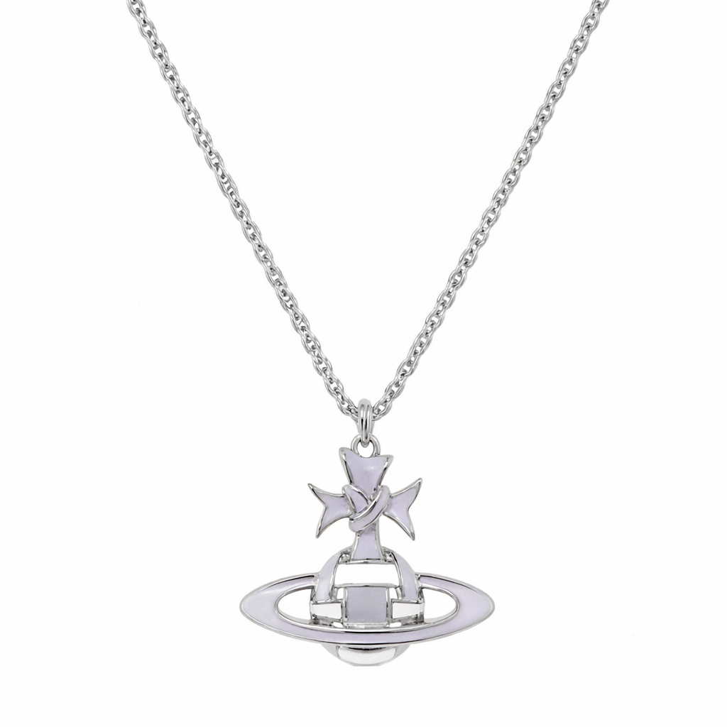 The Bubblegum Blue Saturn Planet Necklace