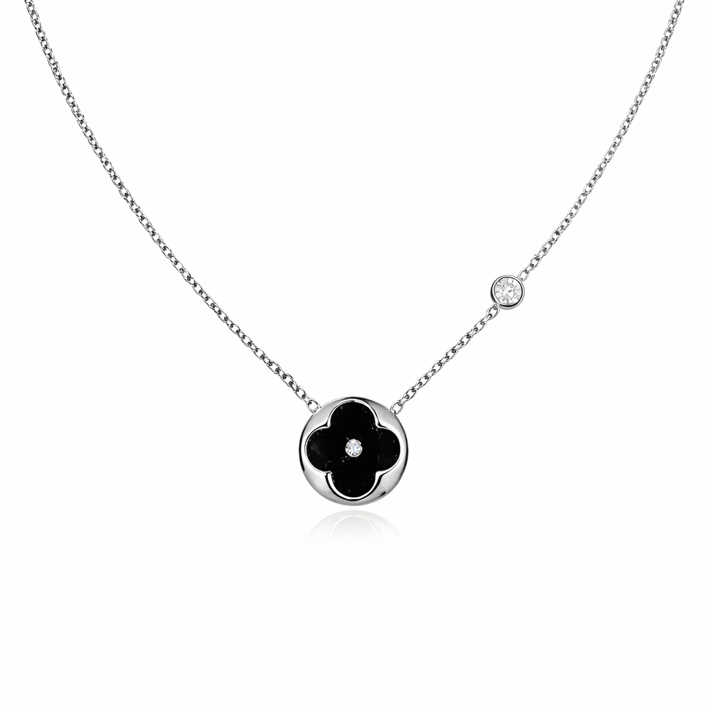 The Silver Midnight Black Adriana Flower Necklace