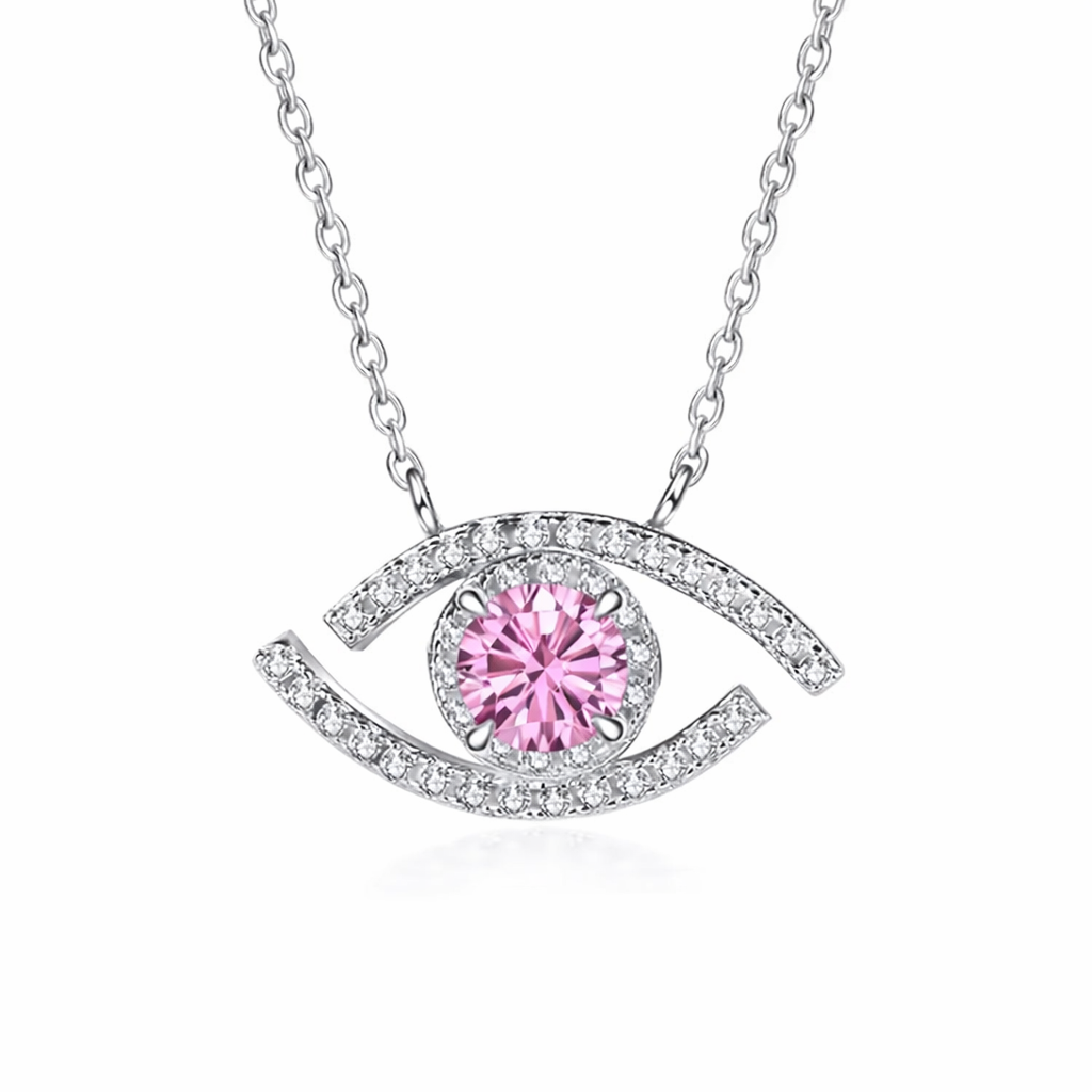 The Silver Pink Seraphic Gaze Evil Eye Necklace