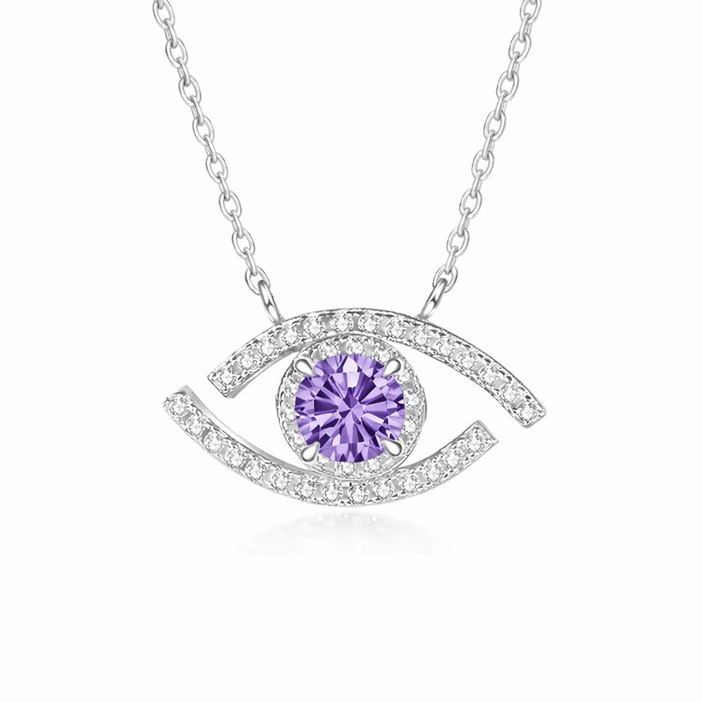 The Silver Purple Seraphic Gaze Evil Eye Necklace