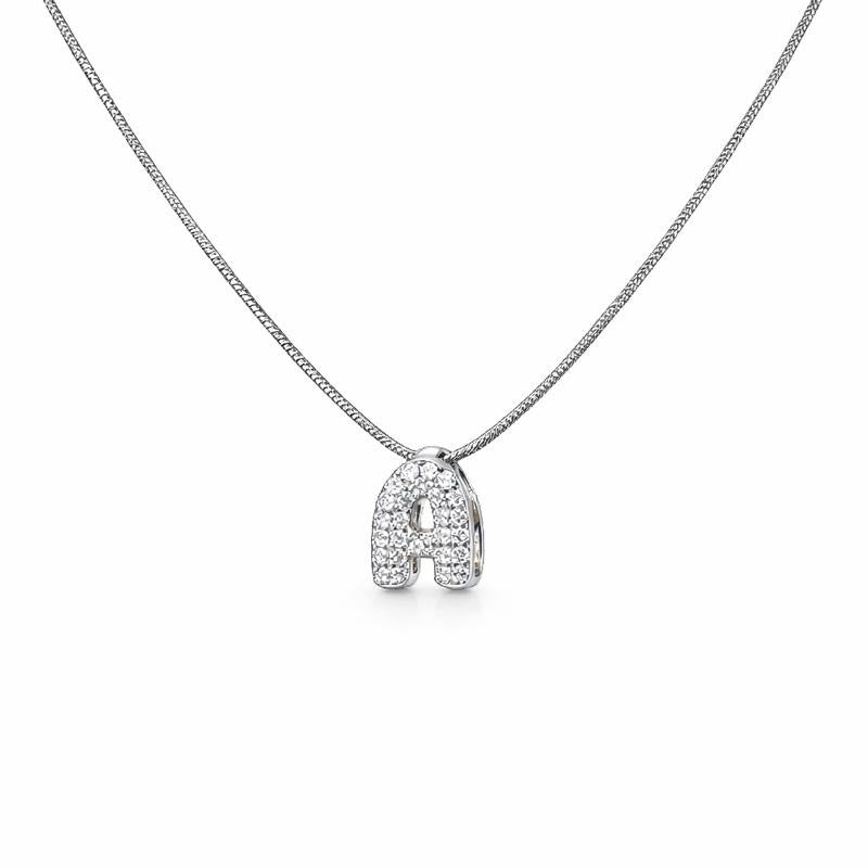 The Silver Sparkling Initial Pendant Necklace