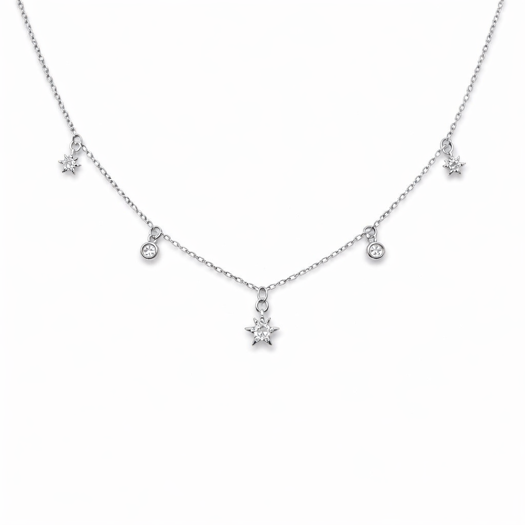 The Silver Dainty Mini Star Charm Necklace