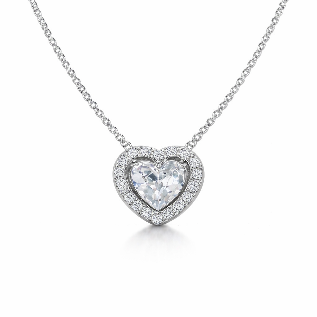 The Silver Large Celestial Heart Pendant Necklace