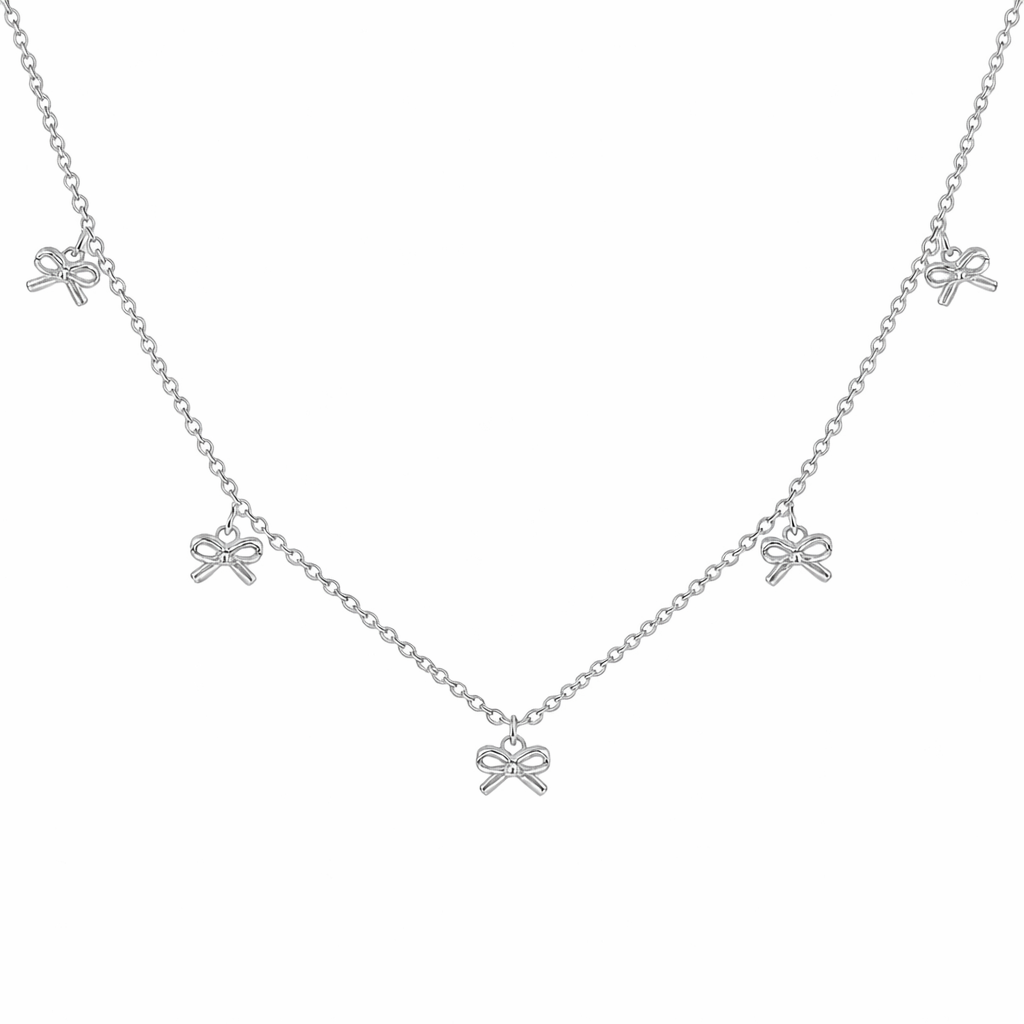 The Silver Wrapped With A Bow Necklace