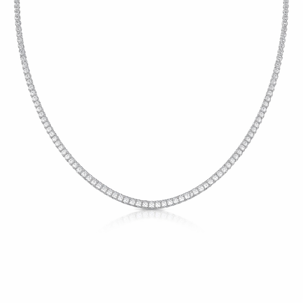The Silver Dainty Iris Tennis Necklace