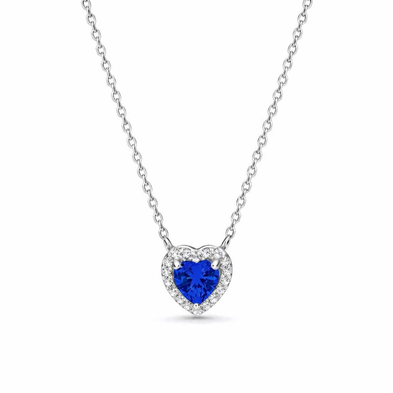 The Silver Royal Blue Celestial Heart Pendant Necklace