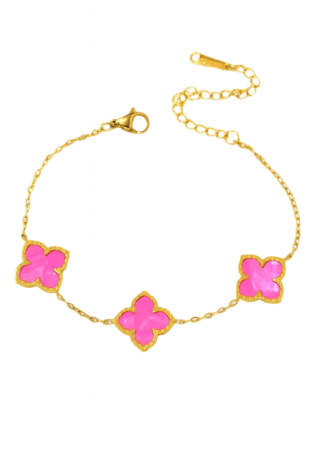 The Gold Hot Barbie Pink Flower Petals Bracelet