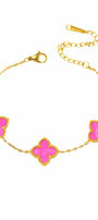 The Gold Hot Barbie Pink Flower Petals Bracelet