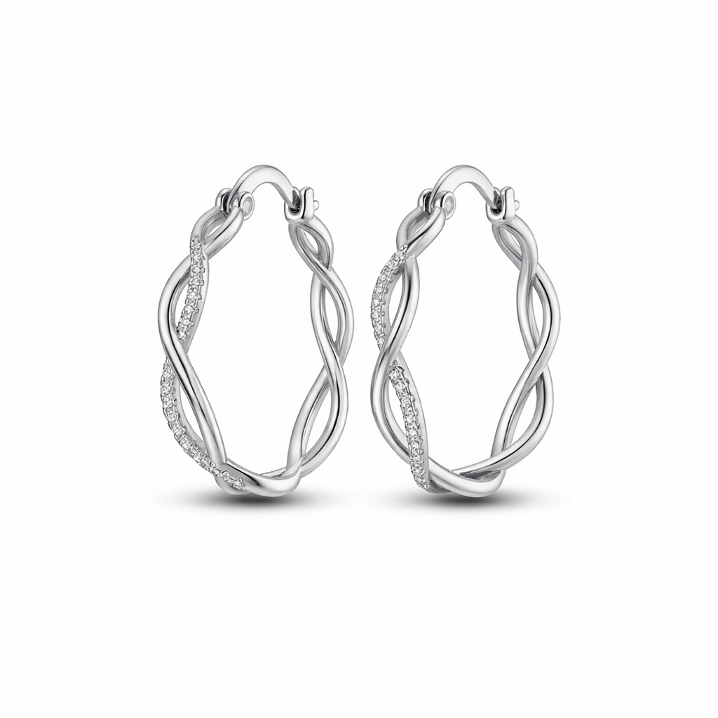 The Silver Lustrous Infinity Hoops Earrings