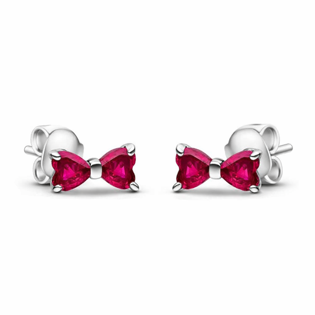 The Ruby Red Bow Grace Stud Earrings