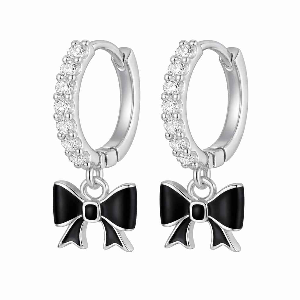 The Silver Sparkling Midnight Black Bow Huggies