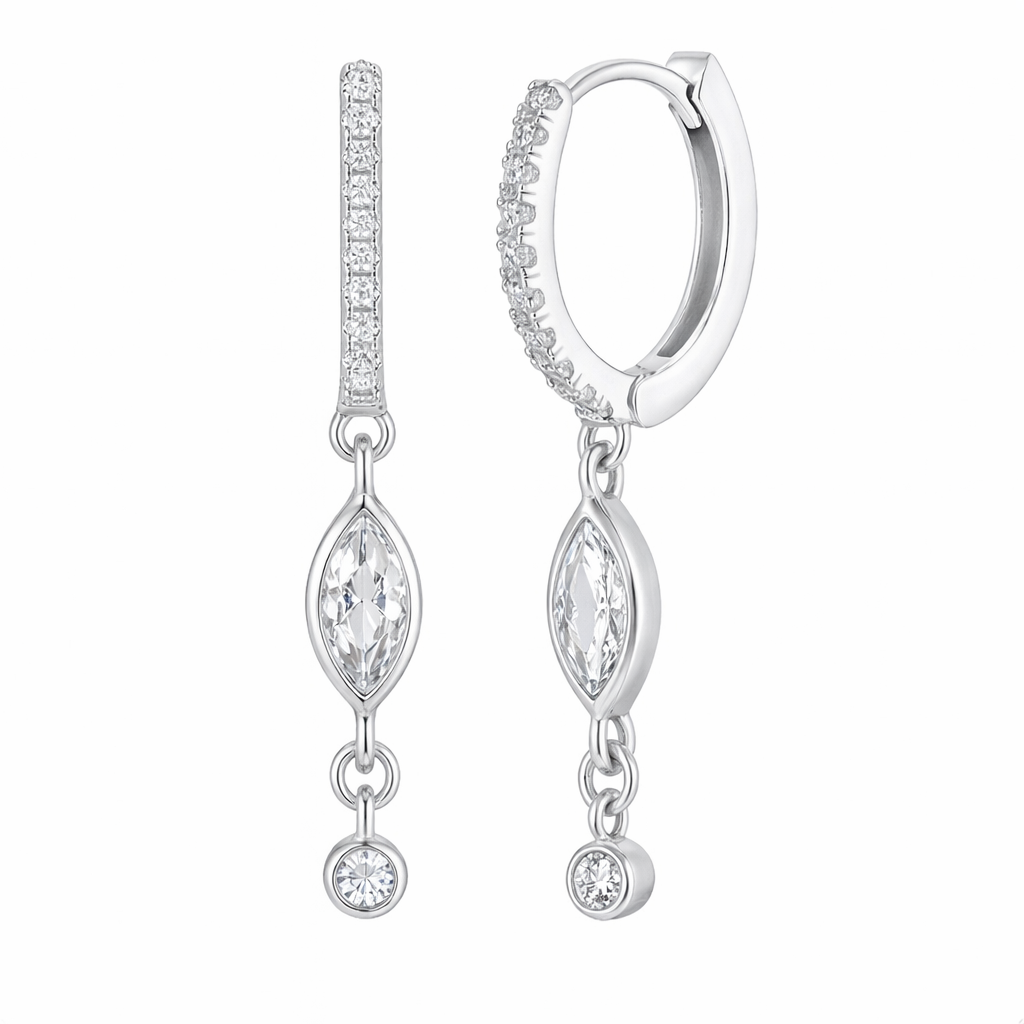 The Silver Teardrop Sparkle Dangle Earrings