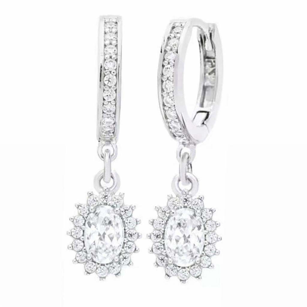 The Silver Enchanted Clear Floral Drape Huggies