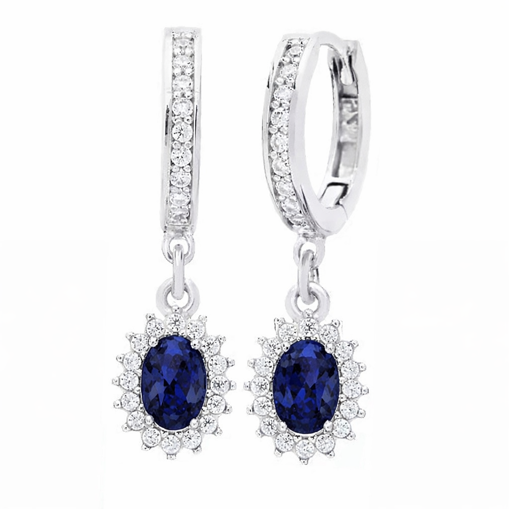 The Silver Enchanted Deep Blue Floral Drape Huggies