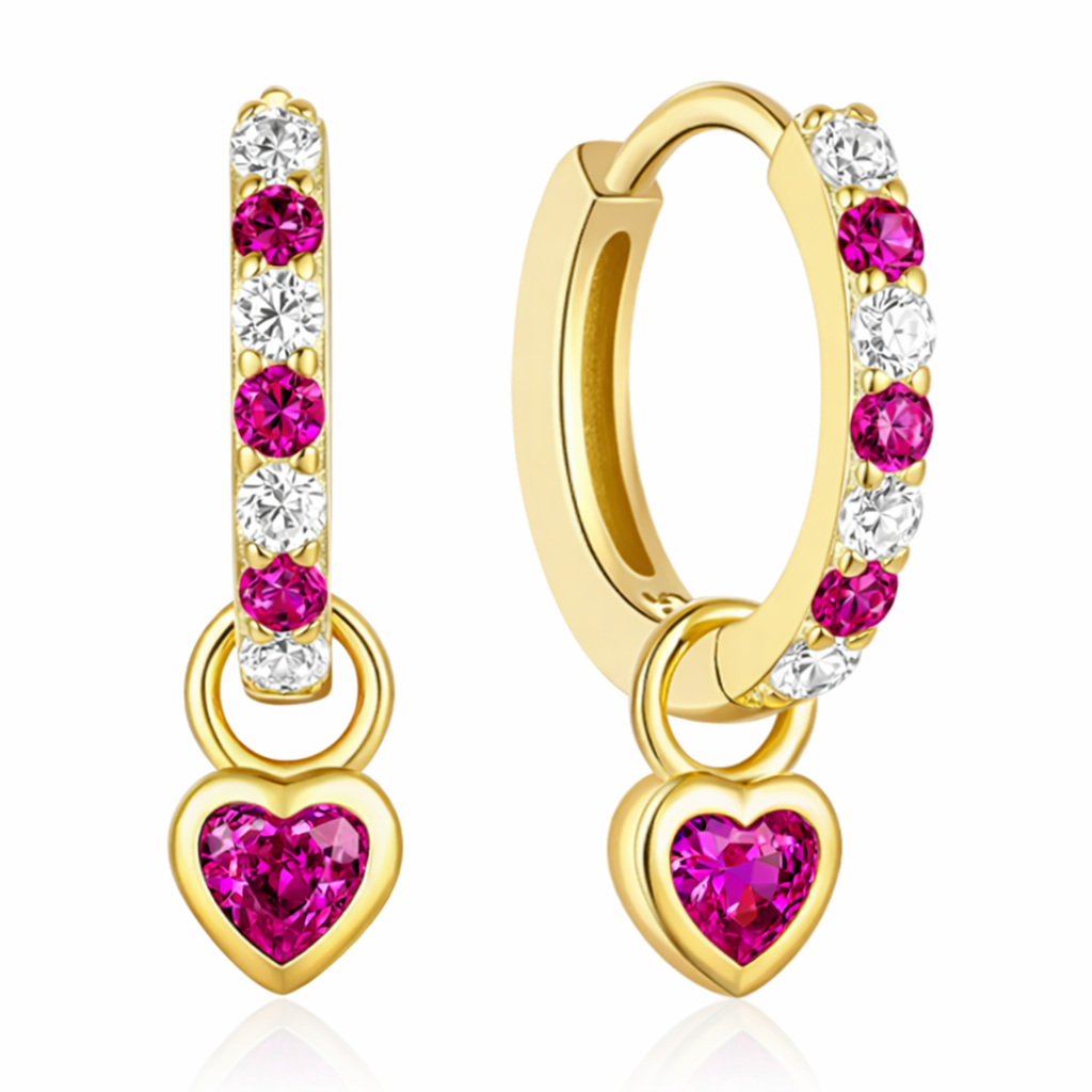 The Gold Magenta Hot Pink Candy Heart Huggies