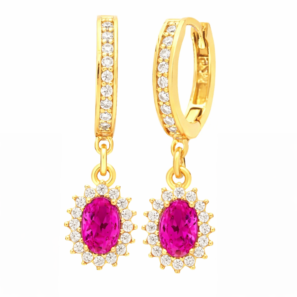 The Gold Enchanted Magenta Pink Floral Drape Huggies