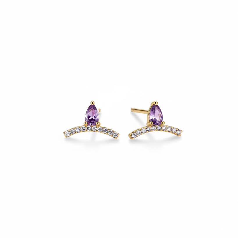 The Gold Purple Tiara Gemstone Studs