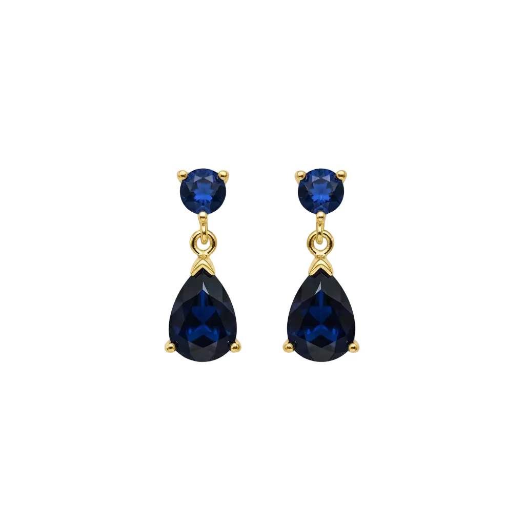 The Gold Deep Blue Teardrop Dangle Stud