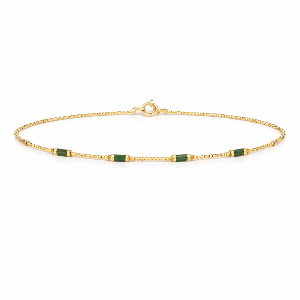 The Gold Dainty Emerald Rectangular Green Gemstone Bracelet