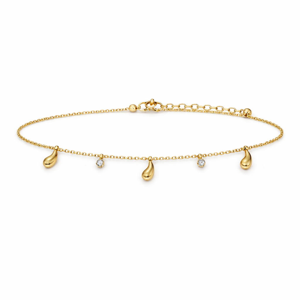 The Gold Dainty Teardrop Gemstone Bracelet