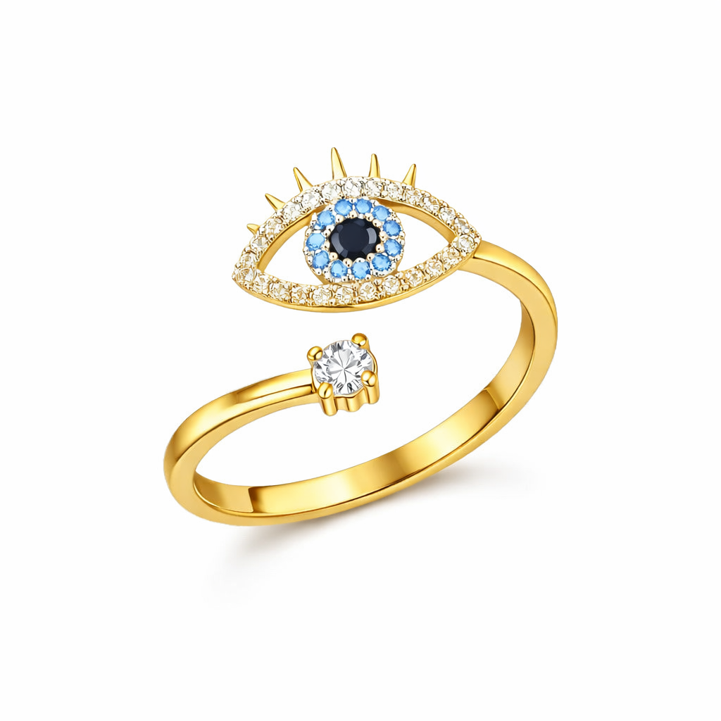 The Gold Summer Evil Eye Adjustable Ring